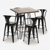 set cucina bar tavolino legno industriale 60x60cm 4 sgabelli mason noix Modello