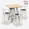 set 4 sgabelli tavolino industriale legno metallo 60x60cm mason wood Offerta