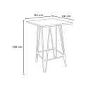set bar industriale 4 sgabelli tavolino 60x60cm mason steel top light 