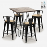set 4 sgabelli tavolino industriale 60x60cm mason noix steel top light Saldi