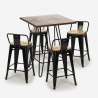 set 4 sgabelli tavolino industriale 60x60cm mason noix steel top light Modello