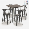 set hoher tisch 60x60cm 4 hocker  aus holz metall industriell bruck Aktion