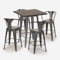 set hoher tisch 60x60cm 4 hocker  aus holz metall industriell bruck Auswahl