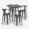 set hoher tisch 60x60cm 4 hocker  aus holz metall industriell bruck Auswahl