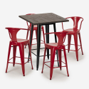 set 4 sgabelli metallo tavolino alto legno 60x60cm bruck black Costo
