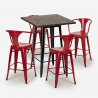 set 4 sgabelli metallo tavolino alto legno 60x60cm bruck black Costo