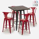 set 4 sgabelli metallo tavolino alto legno 60x60cm bruck black Catalogo