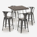 ensemble 4 tabourets table haute bois métal 60x60cm bar bruck white Prix