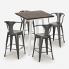 ensemble 4 tabourets table haute bois métal 60x60cm bar bruck white Prix