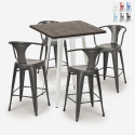 ensemble 4 tabourets table haute bois métal 60x60cm bar bruck white Remises