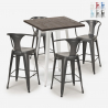 ensemble 4 tabourets table haute bois métal 60x60cm bar bruck white Remises