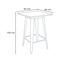 ensemble 4 tabourets table haute bois métal 60x60cm bar bruck white 