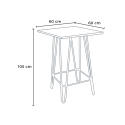 set tavolino industriale 60x60cm 4 sgabelli legno metallo oudin noix Prezzo
