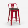 ensemble table haute 60x60cm 4 tabourets style métal bois bar cuisine buch 