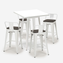 set bar 4 sgabelli tavolino industriale metallo bianco 60x60cm buch white Misure