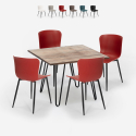 Set Quadratischer Tisch 80x80cm 4 Stühle Holz Metall Industriestil Claw Angebot