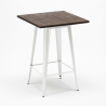 ensemble 4 tabourets bois métal table 60x60cm industriel peaky white 