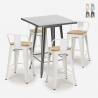 set tisch 60x60cm 4 hocker industrial metall holz bucket steel Verkauf