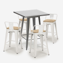 set tisch 60x60cm 4 hocker industrial metall holz bucket steel Lagerbestand