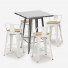 set tisch 60x60cm 4 hocker industrial metall holz bucket steel Lagerbestand