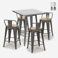 set tisch 60x60cm 4 hocker industrial metall holz bucket steel Aktion