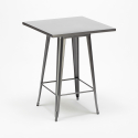 ensemble table 60x60cm 4 tabourets style métal et bois industriel bucket steel 