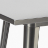 set tavolino industriale metallo 60x60cm 4 sgabelli legno bucket steel 
