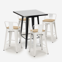 set tavolino metallo nero 60x60cm 4 sgabelli bar cucina bucket steel black Scelta