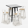 set tavolino metallo nero 60x60cm 4 sgabelli bar cucina bucket steel black Scelta