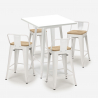 set bar 4 sgabelli industriale tavolino 60x60cm bianco bucket steel white Catalogo