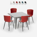 set 4 sedie tavolo quadrato 80x80cm design industriale wrench Offerta