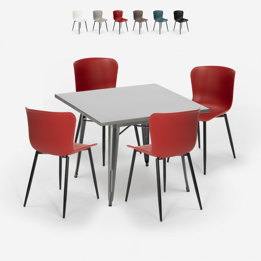 set 4 stühle quadratischer tisch 80x80cm industriestil design wrench Angebot set 4 stühle quadratischer tisch 80x80cm industriestil design wrench Angebot
