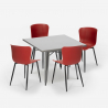 set 4 sedie tavolo quadrato 80x80cm design industriale wrench Caratteristiche