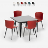 set quadratischer tisch 80x80cmt 4 stühle Lix industrieller stil wrench dark Sales