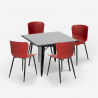 set 4 sedie tavolo 80x80cm quadrato stile industriale wrench dark Misure