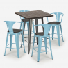 set tavolino alto legno 60x60cm 4 sgabelli metallo industriale bruck wood Caratteristiche