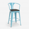 set hoher tisch 60x60cm 4 hocker holz metall industrial bruck wood 