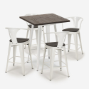 set 4 sgabelli bar tavolino 60x60cm legno metallo bruck wood white Modello