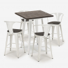 set 4 sgabelli bar tavolino 60x60cm legno metallo bruck wood white Modello