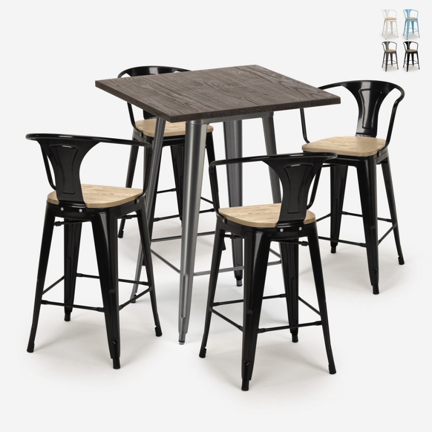 set tisch 60x60cm 4 hocker industrieller stil küche bar bruck top light Sales set tisch 60x60cm 4 hocker industrieller stil küche bar bruck top light Sales