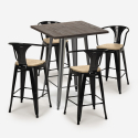 ensemble table 60x60cm et 4 tabourets de style bar cuisine industriel bruck top light Caractéristiques