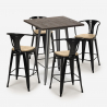 ensemble table 60x60cm et 4 tabourets de style bar cuisine industriel bruck top light Caractéristiques