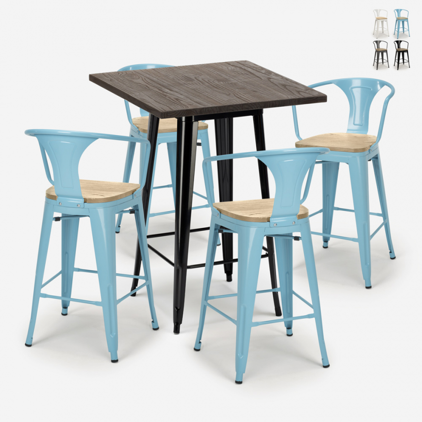 set 4 hocker hoher tisch 60x60cm küche bruck black top light Angebot set 4 hocker hoher tisch 60x60cm küche bruck black top light Angebot