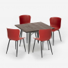 set tavolo quadrato 80x80cm design industriale 4 sedie anvil Prezzo