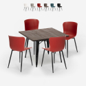 set tavolo quadrato 80x80cm 4 sedie stile industriale anvil dark Saldi