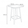 ensemble 4 tabourets table 60x60cm bar bois métal industriel rough 