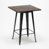 ensemble 4 tabourets style table 60x60cm bar bois métal industriel rough black 