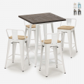 set tavolo bar 60x60cm design industriale 4 sgabelli rough white Promozione