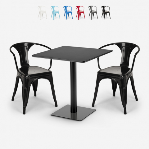 Set Horeca Tisch 70x70cm 2 Stühle Industrie Design Starter Dark Aktion