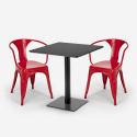Ensemble Table Horeca 70x70cm et 2 Chaises Design Industriel Cuisine Restaurant Starter Dark 